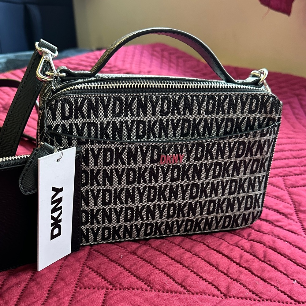 DKNY Monogram Black and Gray Crossbody Bag